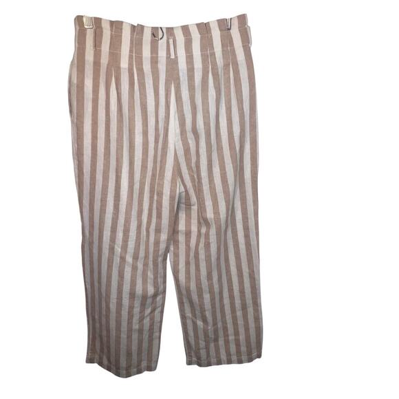 J.Crew factory women sz 6 striped flared paper bag linen blend crop boho pant - Picture 2 of 10
